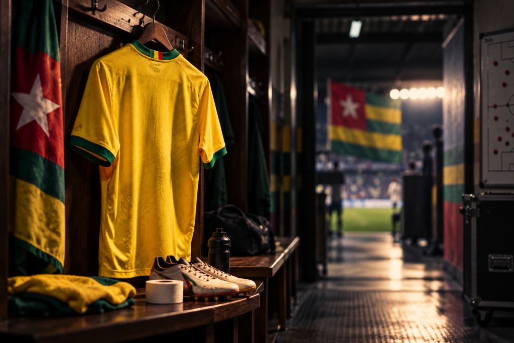 Symbolische Kabinenszene zum ersten Länderspiel von Henri Koudossou für Togo
