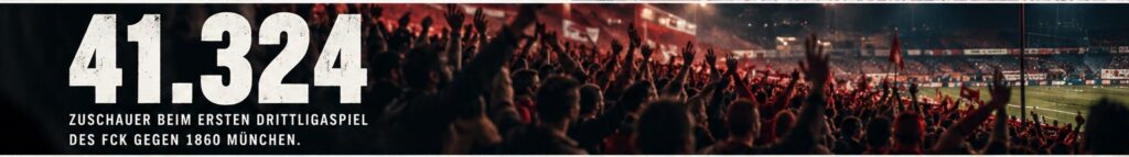 41.324 Zuschauer beim ersten Drittligaspiel des 1. FC Kaiserslautern gegen 1860 München.
