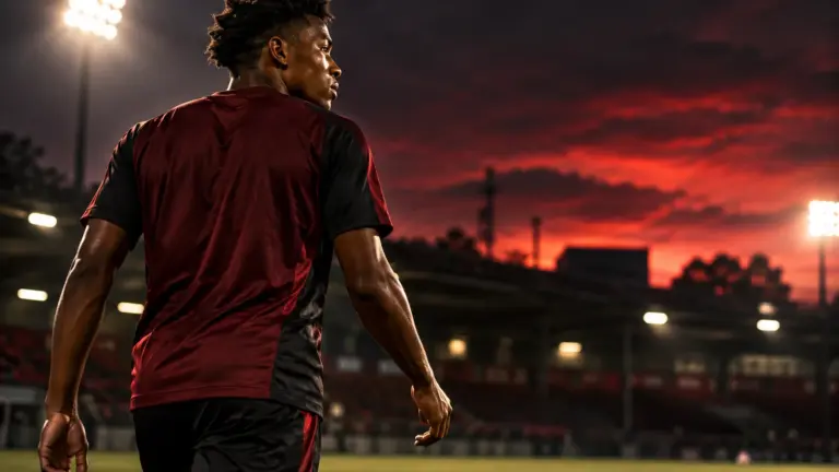 Winners Osawe vor einem Fußballstadion – Illustration zu seinem Comeback beim 1. FC Nürnberg